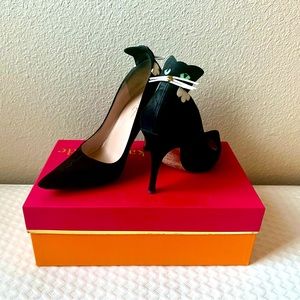 RARE! KATE SPADE BLACK KITTY CAT POINTY TOE STILETTO